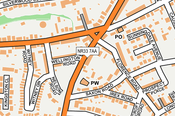 NR33 7AA map - OS OpenMap – Local (Ordnance Survey)