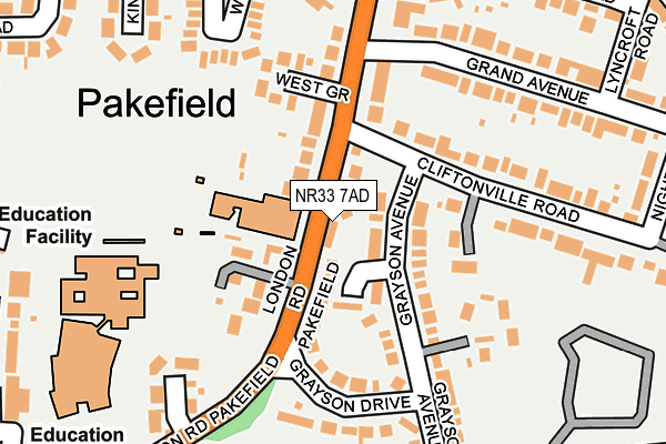 NR33 7AD map - OS OpenMap – Local (Ordnance Survey)