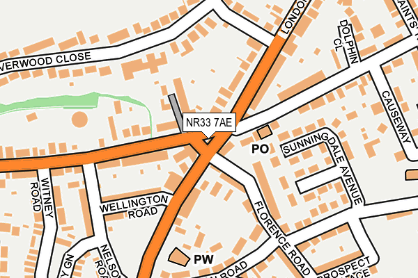 NR33 7AE map - OS OpenMap – Local (Ordnance Survey)