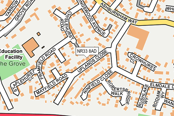 NR33 8AD map - OS OpenMap – Local (Ordnance Survey)