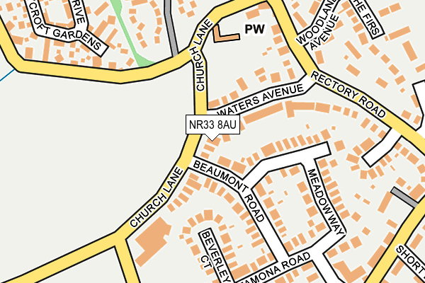 NR33 8AU map - OS OpenMap – Local (Ordnance Survey)