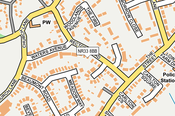 NR33 8BB map - OS OpenMap – Local (Ordnance Survey)