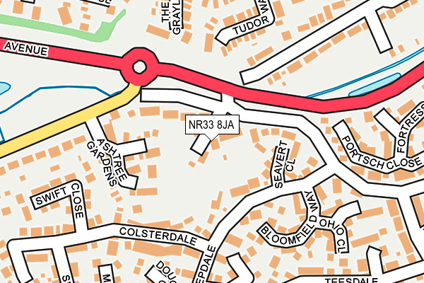 NR33 8JA map - OS OpenMap – Local (Ordnance Survey)