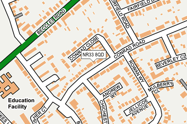 NR33 8QD map - OS OpenMap – Local (Ordnance Survey)