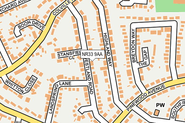 NR33 9AA map - OS OpenMap – Local (Ordnance Survey)