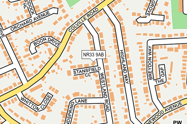 NR33 9AB map - OS OpenMap – Local (Ordnance Survey)