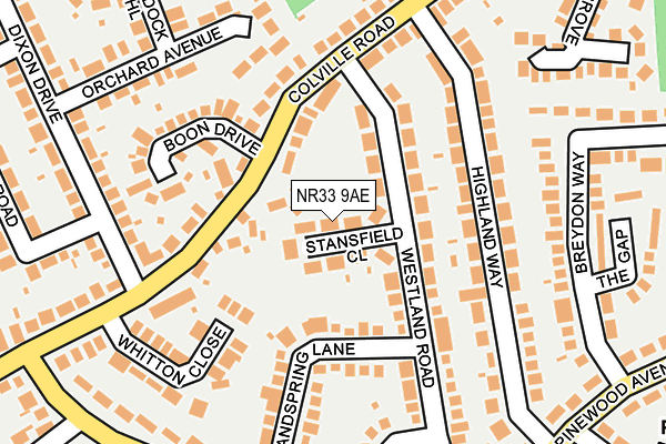 NR33 9AE map - OS OpenMap – Local (Ordnance Survey)