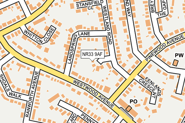 NR33 9AF map - OS OpenMap – Local (Ordnance Survey)