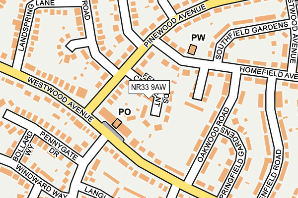 NR33 9AW map - OS OpenMap – Local (Ordnance Survey)
