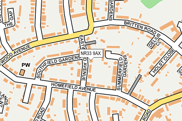 NR33 9AX map - OS OpenMap – Local (Ordnance Survey)