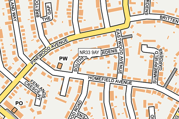 NR33 9AY map - OS OpenMap – Local (Ordnance Survey)