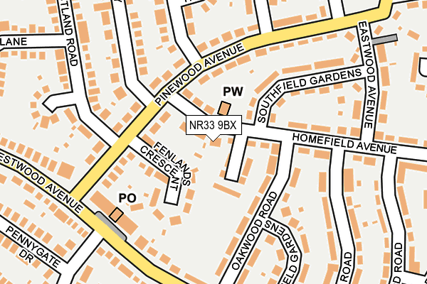 NR33 9BX map - OS OpenMap – Local (Ordnance Survey)