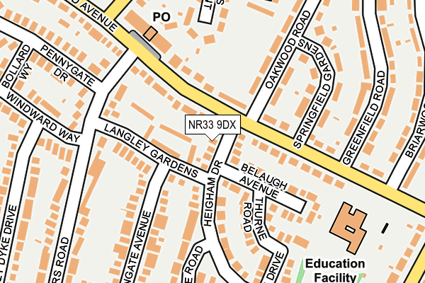 NR33 9DX map - OS OpenMap – Local (Ordnance Survey)