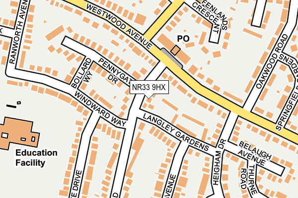 NR33 9HX map - OS OpenMap – Local (Ordnance Survey)