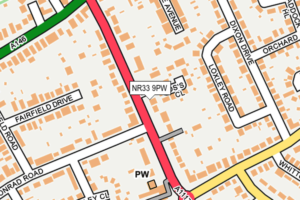 NR33 9PW map - OS OpenMap – Local (Ordnance Survey)