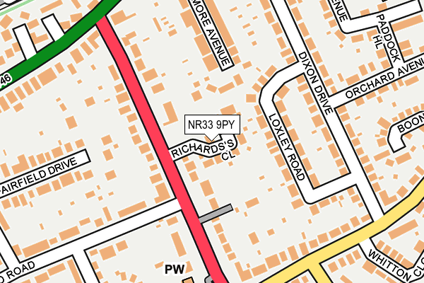 NR33 9PY map - OS OpenMap – Local (Ordnance Survey)