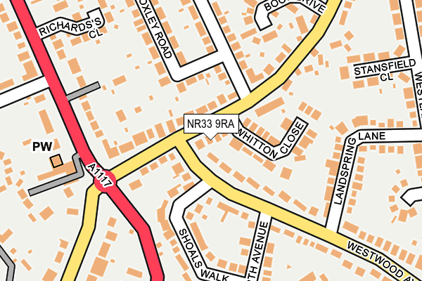 NR33 9RA map - OS OpenMap – Local (Ordnance Survey)