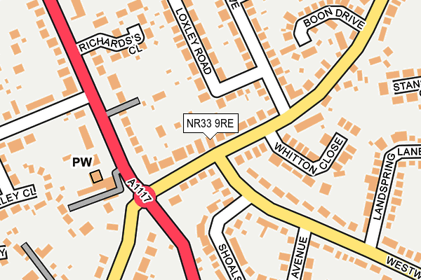 NR33 9RE map - OS OpenMap – Local (Ordnance Survey)