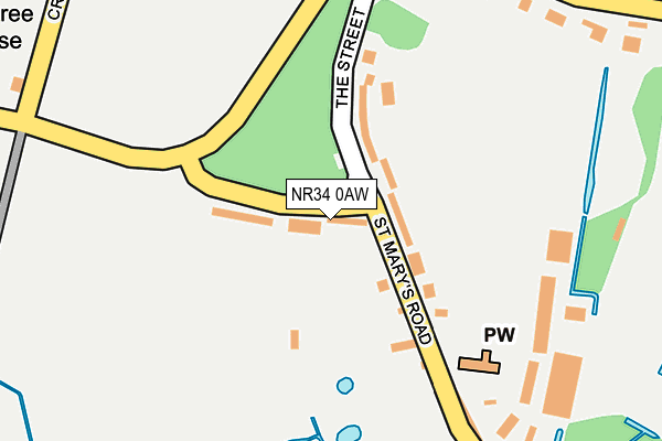 NR34 0AW map - OS OpenMap – Local (Ordnance Survey)