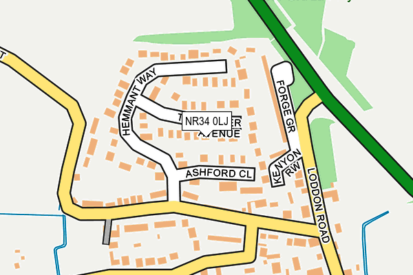 NR34 0LJ map - OS OpenMap – Local (Ordnance Survey)