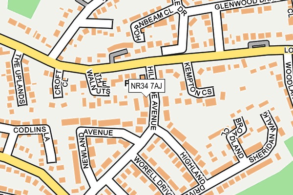 NR34 7AJ map - OS OpenMap – Local (Ordnance Survey)