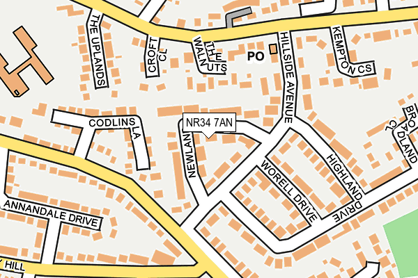 NR34 7AN map - OS OpenMap – Local (Ordnance Survey)