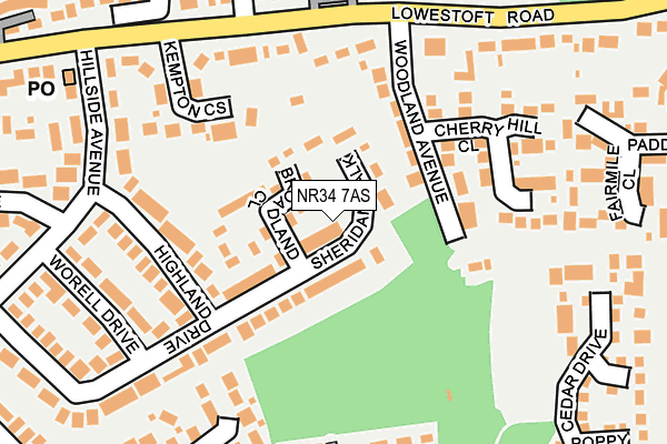 NR34 7AS map - OS OpenMap – Local (Ordnance Survey)