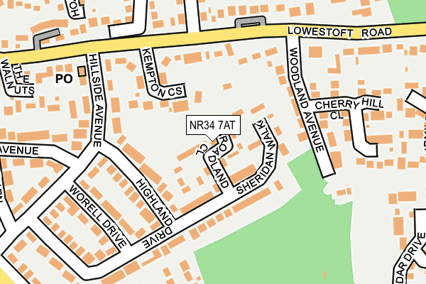 NR34 7AT map - OS OpenMap – Local (Ordnance Survey)