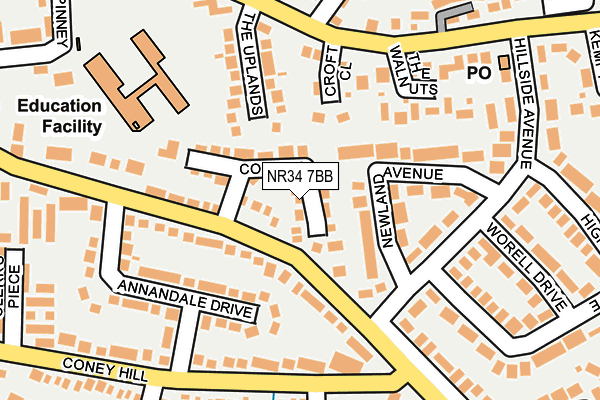 NR34 7BB map - OS OpenMap – Local (Ordnance Survey)
