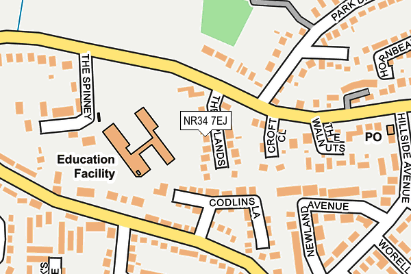 NR34 7EJ map - OS OpenMap – Local (Ordnance Survey)