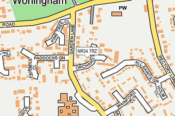 NR34 7RZ map - OS OpenMap – Local (Ordnance Survey)