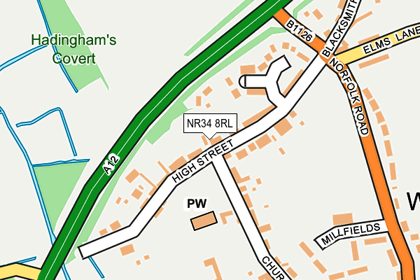 NR34 8RL map - OS OpenMap – Local (Ordnance Survey)