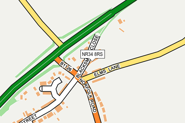 NR34 8RS map - OS OpenMap – Local (Ordnance Survey)
