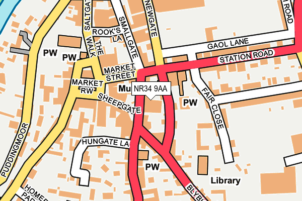 NR34 9AA map - OS OpenMap – Local (Ordnance Survey)