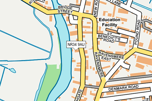 NR34 9AU map - OS OpenMap – Local (Ordnance Survey)