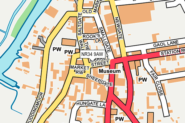 NR34 9AW map - OS OpenMap – Local (Ordnance Survey)