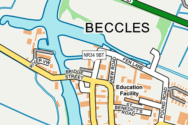 NR34 9BT map - OS OpenMap – Local (Ordnance Survey)