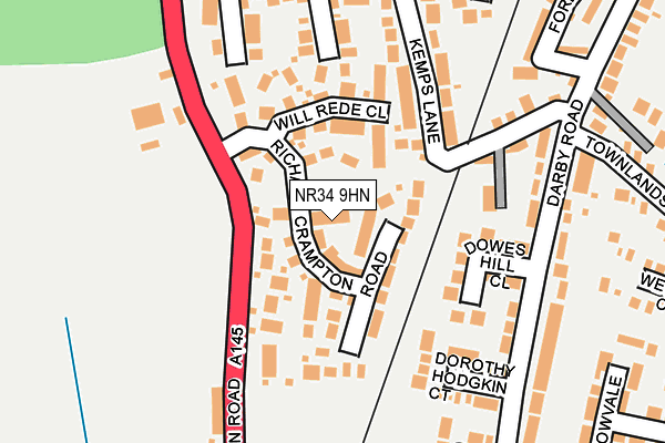 NR34 9HN map - OS OpenMap – Local (Ordnance Survey)
