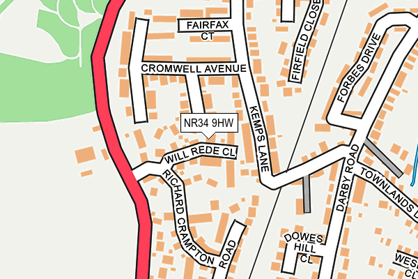 NR34 9HW map - OS OpenMap – Local (Ordnance Survey)