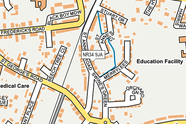 NR34 9JA map - OS OpenMap – Local (Ordnance Survey)