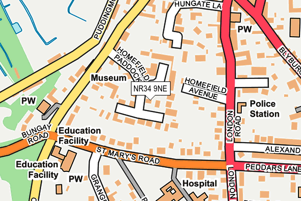 NR34 9NE map - OS OpenMap – Local (Ordnance Survey)
