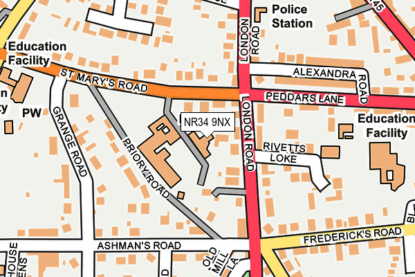 NR34 9NX map - OS OpenMap – Local (Ordnance Survey)