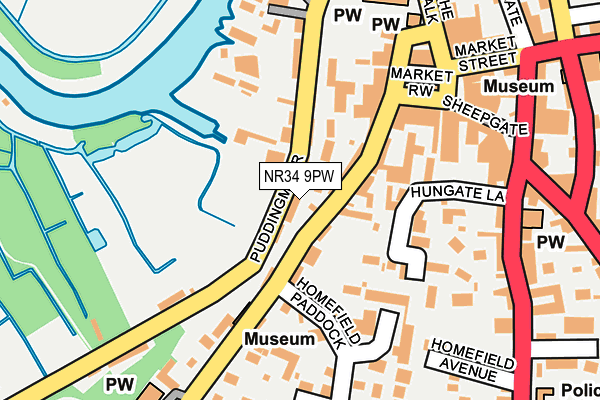NR34 9PW map - OS OpenMap – Local (Ordnance Survey)