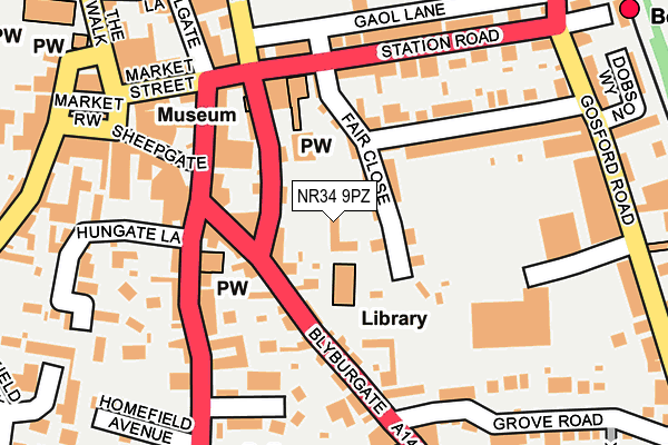 NR34 9PZ map - OS OpenMap – Local (Ordnance Survey)