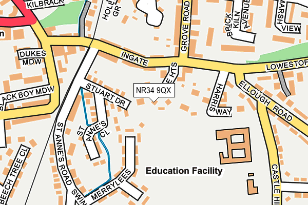 NR34 9QX map - OS OpenMap – Local (Ordnance Survey)