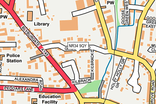 NR34 9QY map - OS OpenMap – Local (Ordnance Survey)