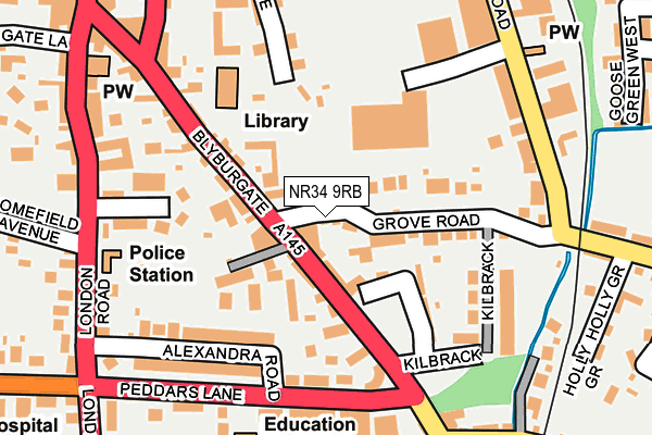 NR34 9RB map - OS OpenMap – Local (Ordnance Survey)