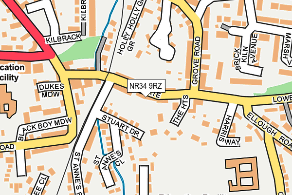NR34 9RZ map - OS OpenMap – Local (Ordnance Survey)