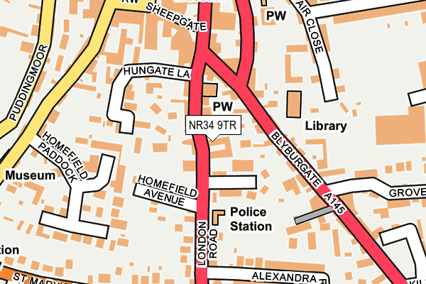 NR34 9TR map - OS OpenMap – Local (Ordnance Survey)