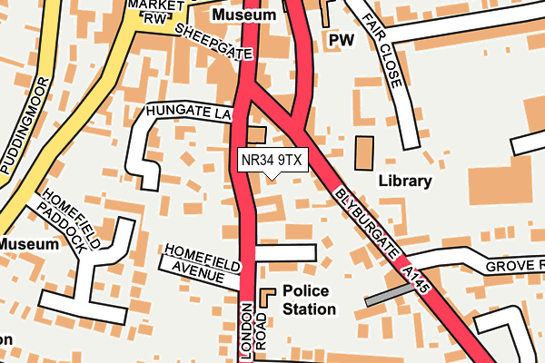 NR34 9TX map - OS OpenMap – Local (Ordnance Survey)